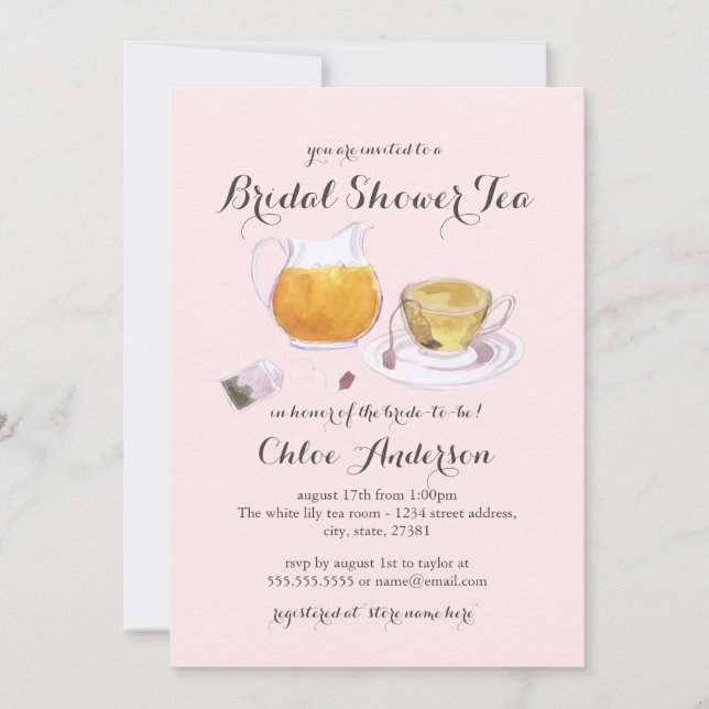 Invitation pour une fête de thé de mariage à la ta (Devant)