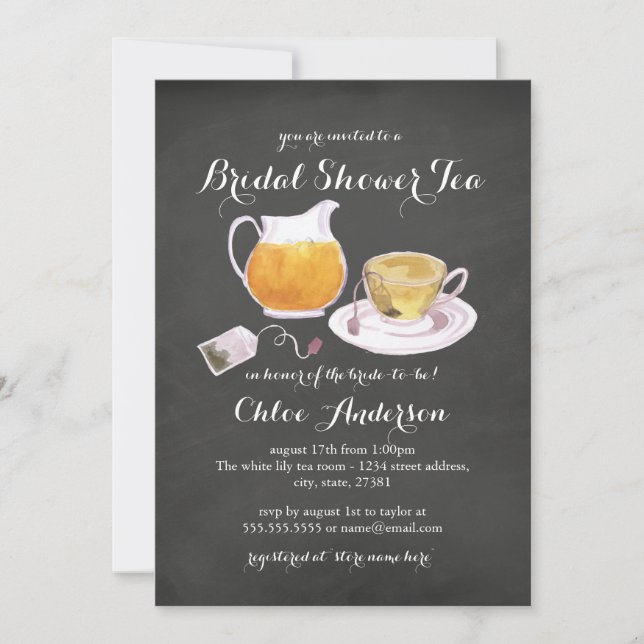 Invitation pour une fête de thé de mariage avec un (Devant)