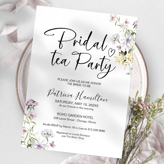 Invitation pour une fête de thé de mariage de fleu (Créateur téléchargé)