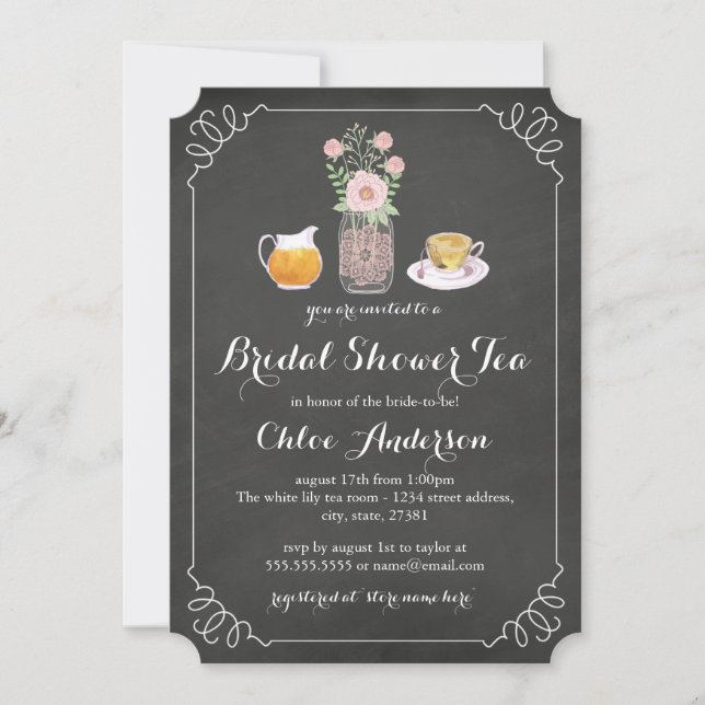 Invitation pour une fête de thé de mariage sur tab (Devant)