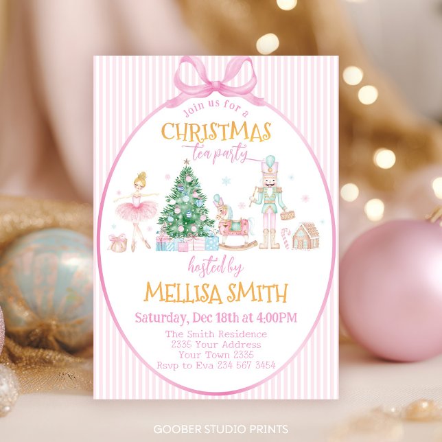 Invitation pour une fête de thé de Noël avec un ca (Créateur téléchargé)