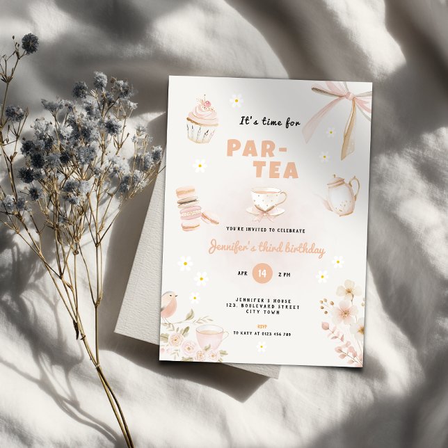 Invitation pour une fête de thé Pastel pour filles (Pastel Tea Party Invitation for any kids age.)