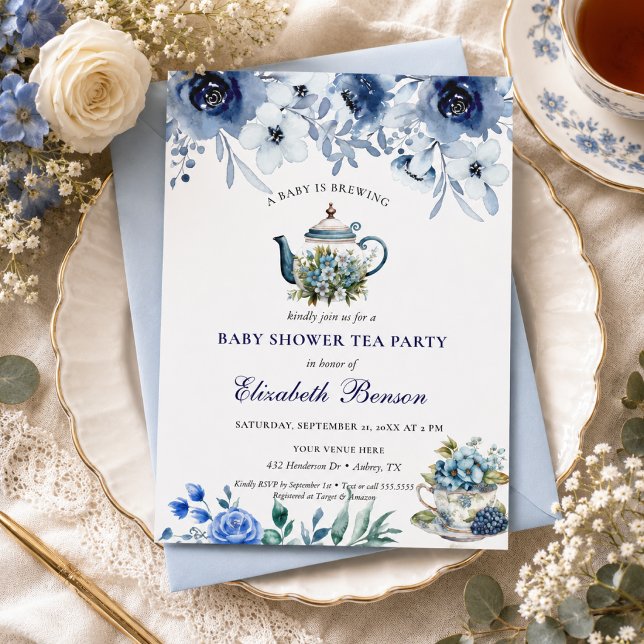 Invitation pour une fête de thé pour bébé 'Un bébé (Créateur téléchargé)