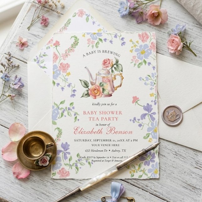 Invitation pour une fête de thé pour bébé 'Un bébé (Créateur téléchargé)