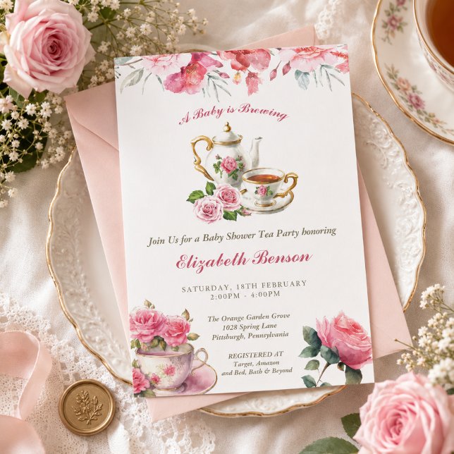 Invitation pour une fête de thé pour bébé 'Un bébé (Créateur téléchargé)