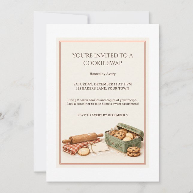 Invitation pour une fête d'échange de biscuits suc (Devant)