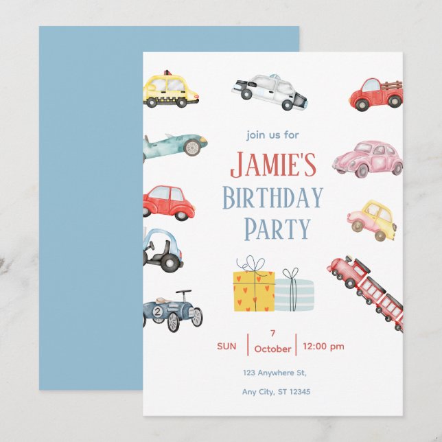 Invitation pour une fête d'enfants sur le thème de (Devant / Derrière)