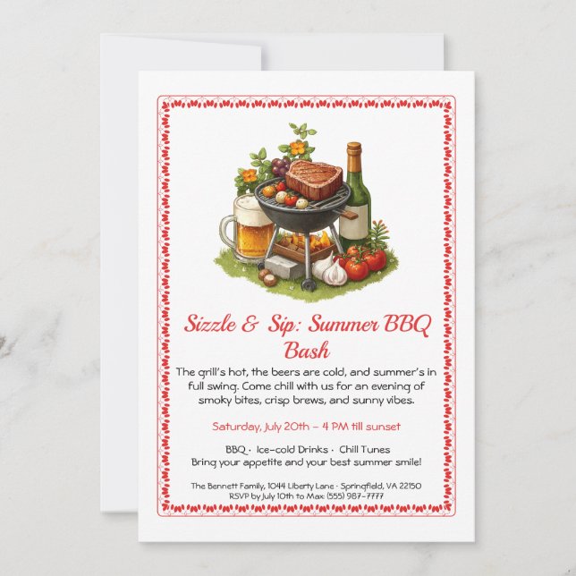 Invitation pour une fête d'été BBQ & Bière  (Devant)
