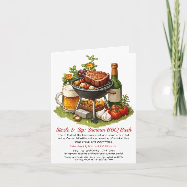 Invitation pour une fête d'été BBQ & Bière  (Devant)
