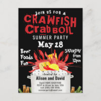 Invitation pour une fête d'été de cuisson de crabe