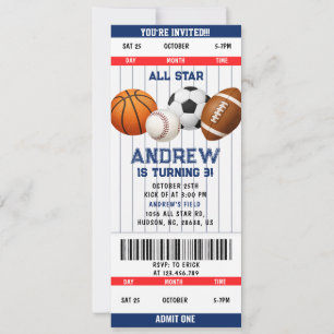 Invitation pour une fête d'étoiles avec billet de
