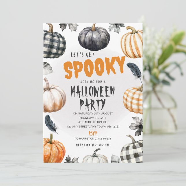Invitation pour une fête d'Halloween aux citrouill (Debout devant)