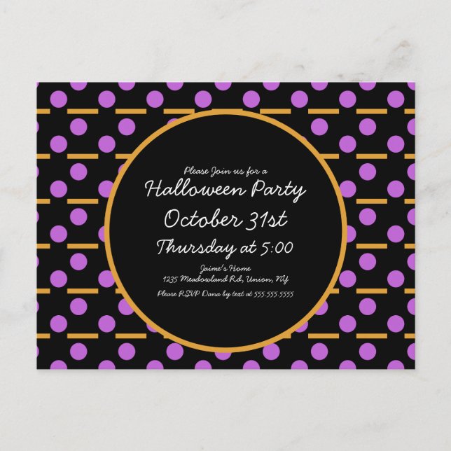 Invitation pour une fête d'Halloween avec un motif (Devant)