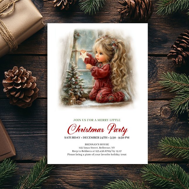 Invitation pour une fête d'hiver Scène de vacances (Winter Party Invitation Minimal Holiday Scene Girl)