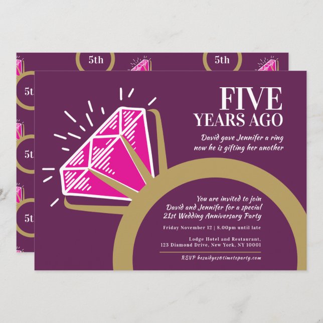 Invitation pour une fête du 5ème anniversaire de m (Devant / Derrière)