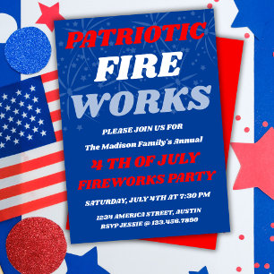 Invitation pour une fête estivale avec feux d'arti