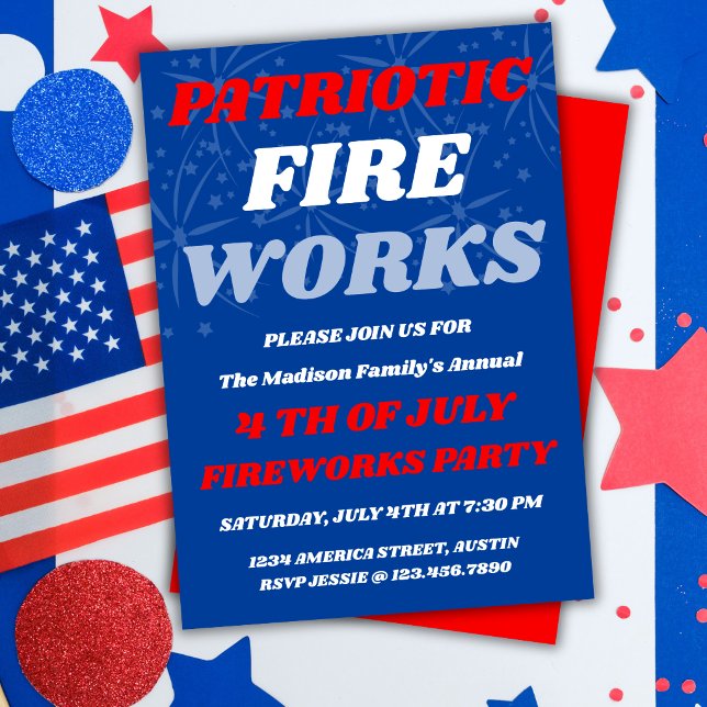 Invitation pour une fête estivale avec feux d'arti (Créateur téléchargé)