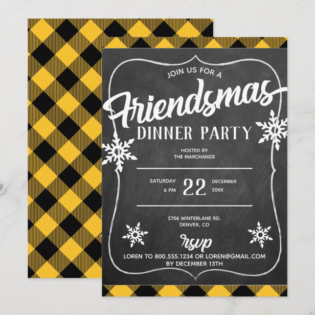 Invitation pour une fête Friendsmas à carreaux Buf (Devant / Derrière)
