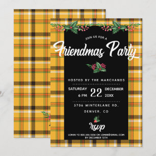 Invitation pour une fête Friendsmas à carreaux tar