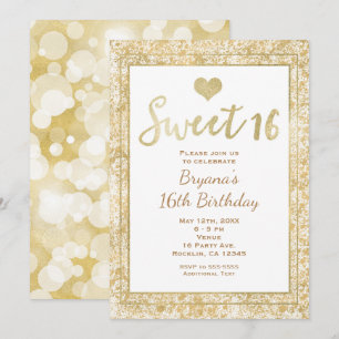 Invitation pour une fête Glam Cœur Blanc & Or SWEE