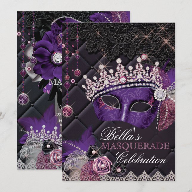 Invitation pour une fête masquée de mes quince ans (Devant / Derrière)