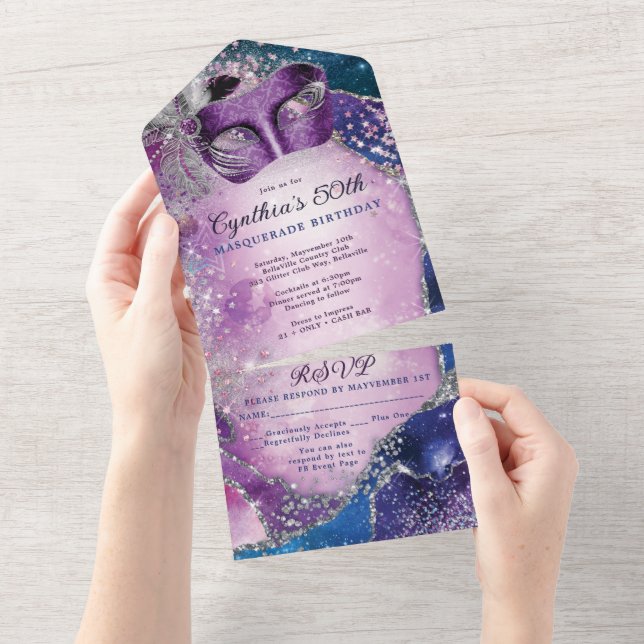 Invitation pour une fête masquée TOUT EN UN  (Déchirure)