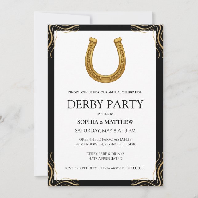 Invitation pour une fête moderne de Derby équestre (Devant)