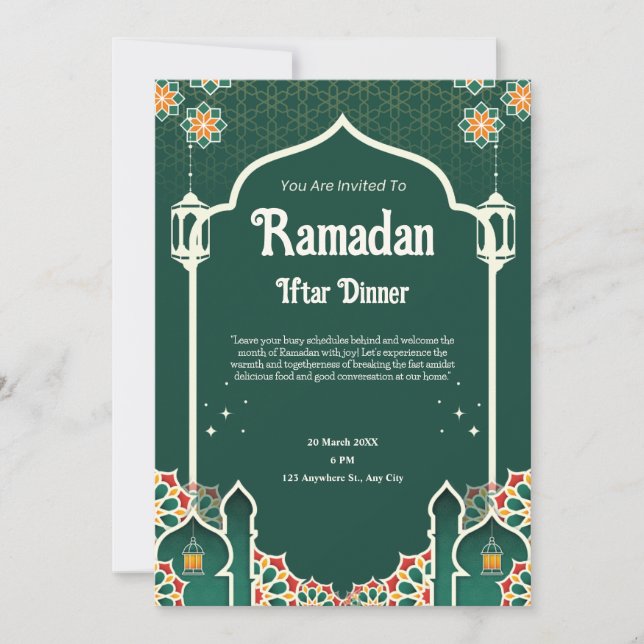 Invitation pour une fête moderne d'Iftar de Ramada (Devant)