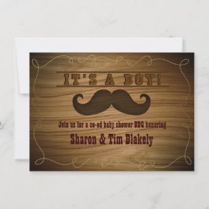 Invitation pour une fête prénatale avec moustache 