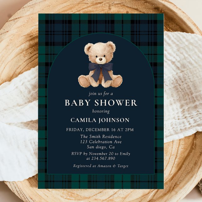 Invitation pour une fête prénatale avec un ours en (Créateur téléchargé)