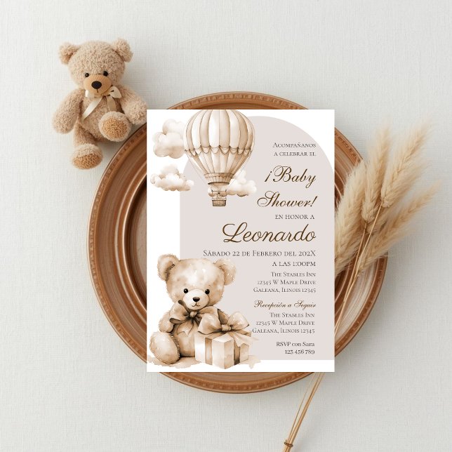 Invitation pour une fête prénatale avec un ours po (Créateur téléchargé)