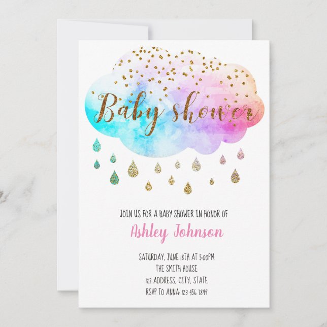 Invitation pour une fête prénatale bébé nuage (Devant)