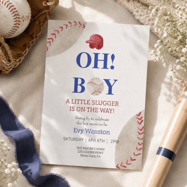 Invitation pour une fête prénatale de baseball Oh, (Créateur téléchargé)