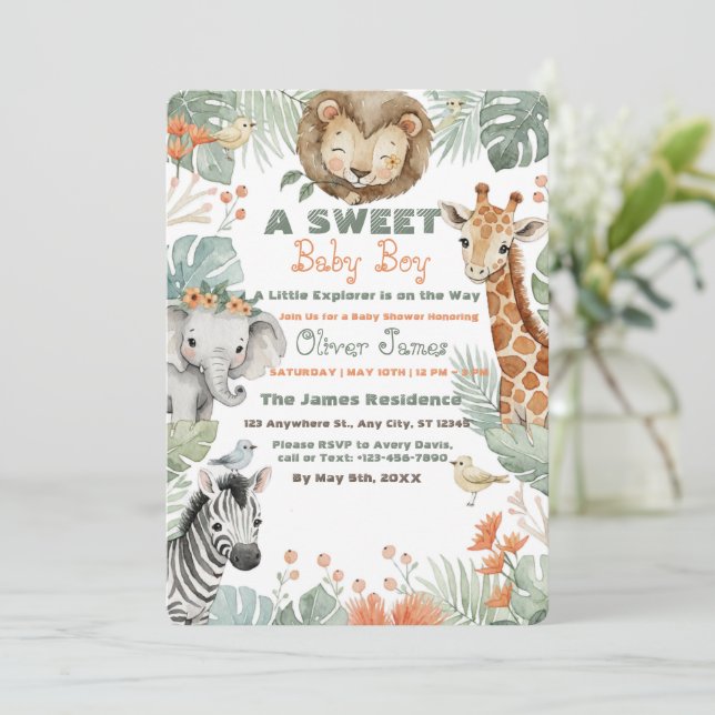 Invitation pour une fête prénatale de bébé garçon  (Debout devant)