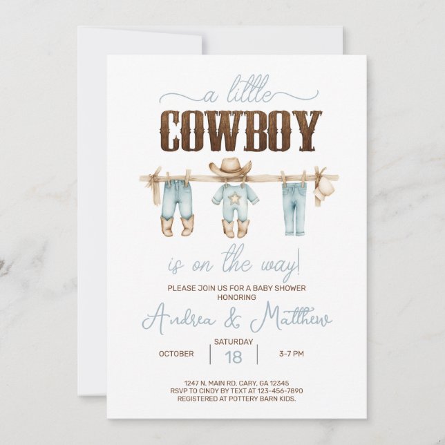 Invitation pour une fête prénatale de bébé garçon  (Devant)