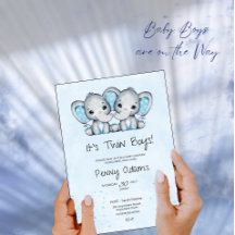 Invitation pour une fête prénatale de jumeaux élép