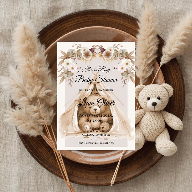 Invitation pour une fête prénatale ours garçon (Créateur téléchargé)