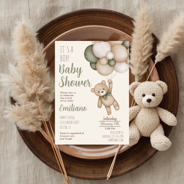 Invitation pour une fête prénatale pour bébé ours  (Créateur téléchargé)