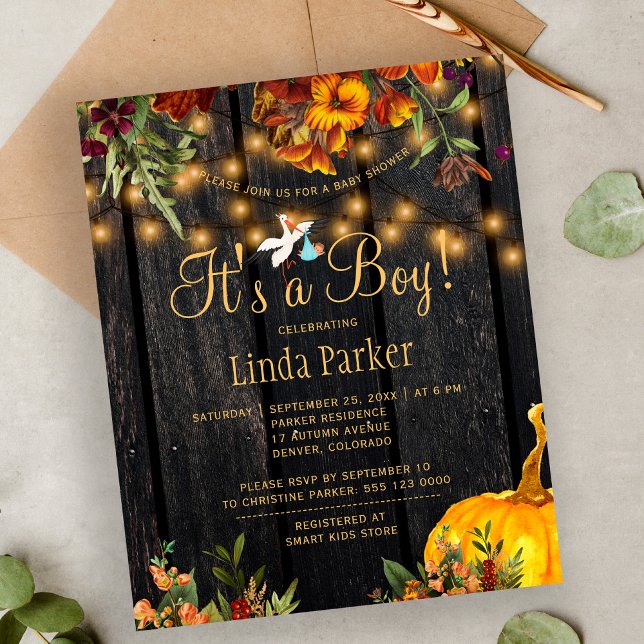 Invitation pour une fête prénatale rustique et aut (Créateur téléchargé)