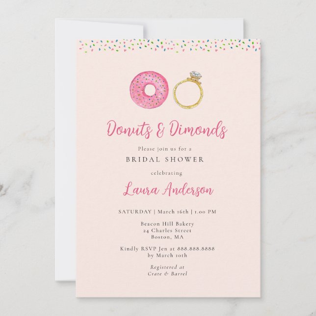 Invitation pour une fête prénuptiale Donuts et Dia (Devant)