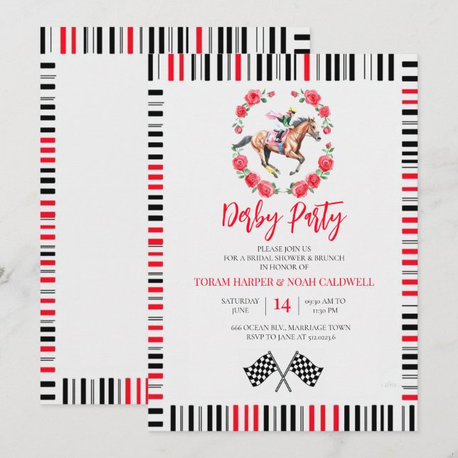 Invitation pour une fête prénuptiale sur le thème  (Devant / Derrière)