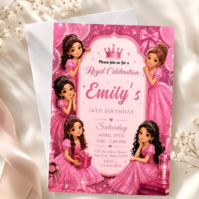 Invitation pour une fête royale Sweet 16 avec un d (Créateur téléchargé)