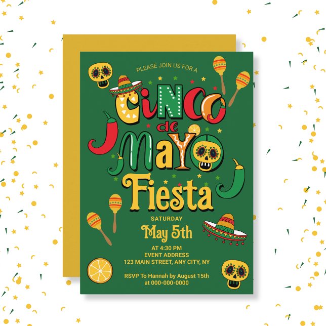Invitation pour une fête sur le thème mexicain du  (Mexican Themed 5 de Mayo Fiesta Invitation
)