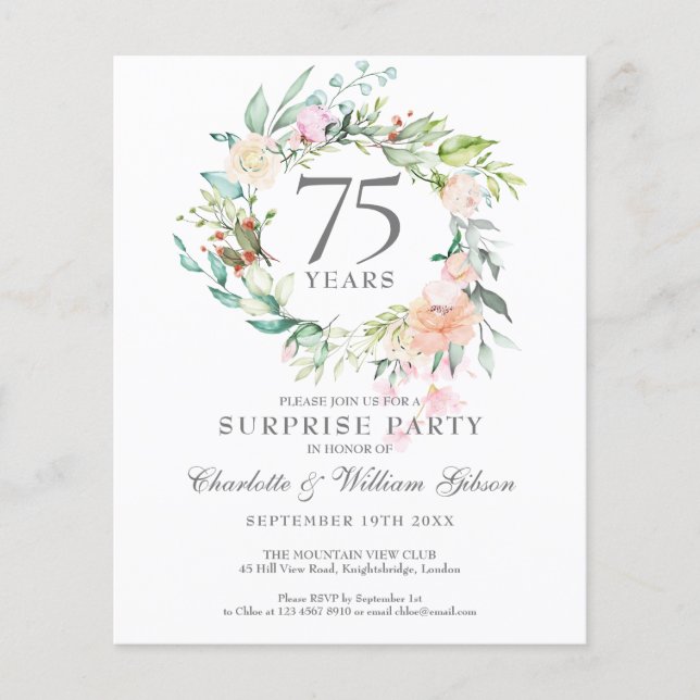 Invitation pour une fête surprise de 75e anniversa (Devant)
