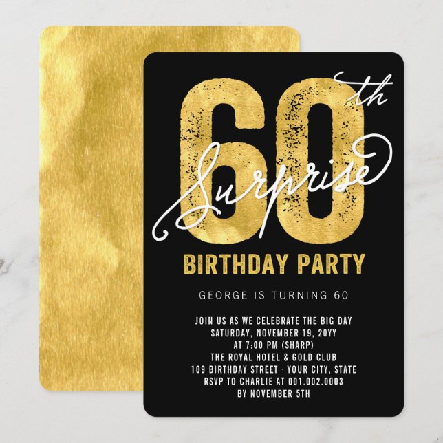 Invitation pour une fête surprise pour les 60 ans  (Devant / Derrière)