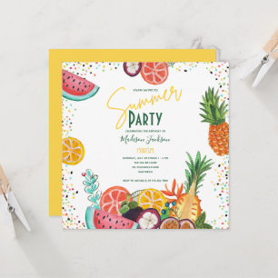 Invitation pour une fête tropicale d'été aux fruit