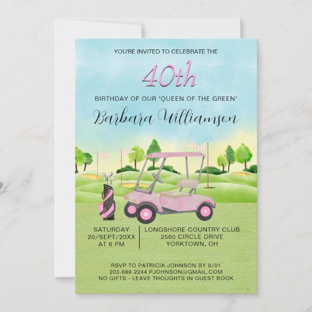 Invitation pour une golfeuse à l'occasion de son 4 (Devant)