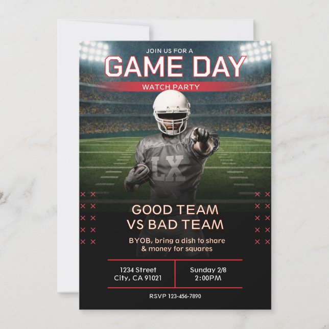 Invitation pour une grande fête de football (Devant)