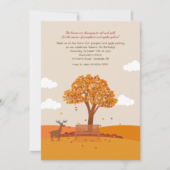 Invitation pour une journée d'automne (Devant)