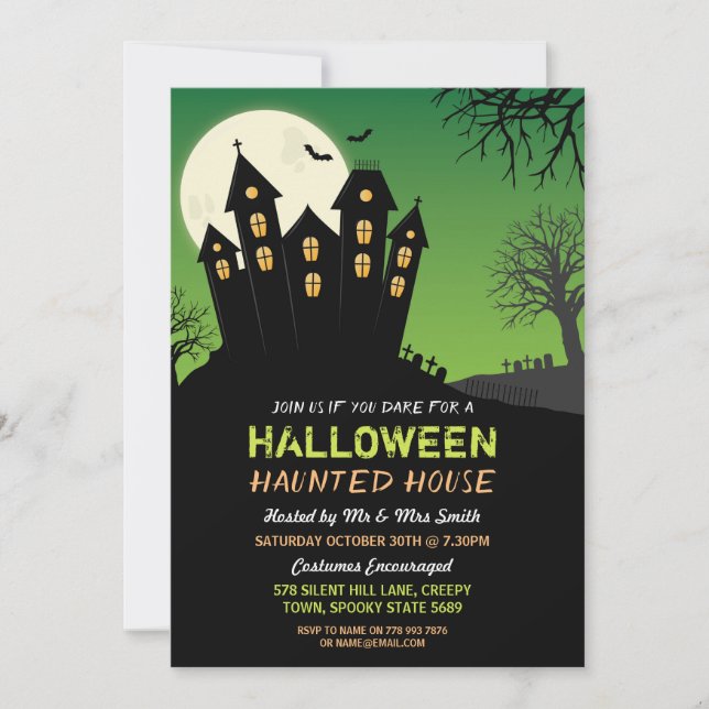 Invitation pour une maison hantée de fête d'Hallow (Devant)
